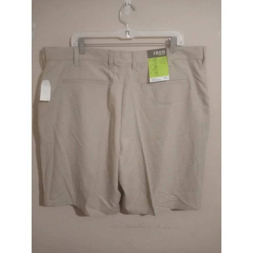 Izod Golf Shorts Mens 42 Brown Classic Fit Stretch Wicking Sun Control Poly New